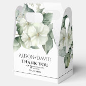 白い花の枝の黒いタイポグラフィ結婚の フェイバーボックス (オープン)