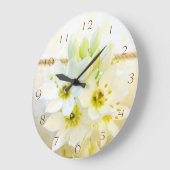 白い花の柱時計 ラージ壁時計 (傾斜)