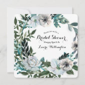 白い花の植物グリーンの花輪 招待状 (正面)