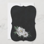 白い花の植物学的なブラックシーティングチャートカード 招待状 (裏面)