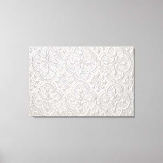 白い花の模様 キャンバスプリント (正面)