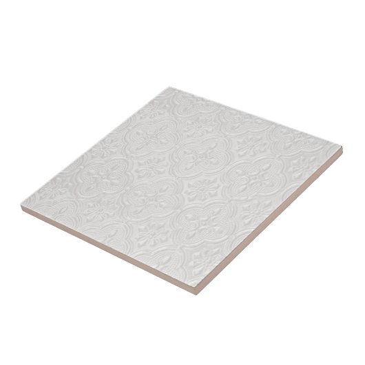 白い花の模様 タイル (側面)