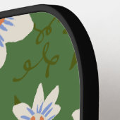 白い花の模様（緑） ピックルボールラケット (左詳細)