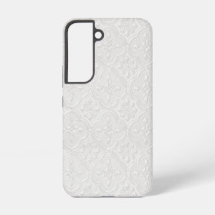 白い花の模様 SAMSUNG GALAXY S22ケース