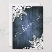 白い花の水彩画の青い色合い　幸せな永遠を誓って 招待状 (裏面)