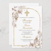 白い花の洗礼 スペイン語 招待状 (正面/裏面)