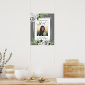 白い花の生命のお祝い ポスター (キッチン)