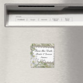 白い花の磁石の日付結婚を保存する マグネット (インサイチュ (食洗機))