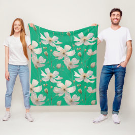 白い花の純度 フリースブランケット