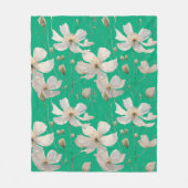 白い花の純度 フリースブランケット (正面)