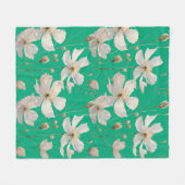 白い花の純度 フリースブランケット (正面(横))