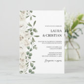 白い花の結婚式招待状スペインの 招待状 (スタンド正面)