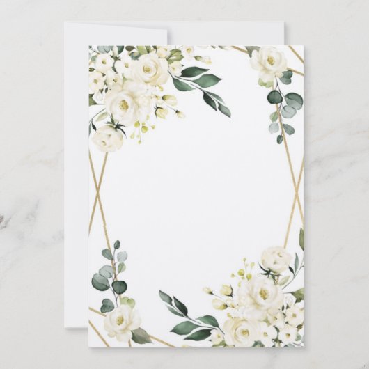 白い花の結婚式招待状 招待状 (正面)