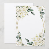 白い花の結婚式招待状 招待状 (正面/裏面)