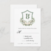 白い花の結婚紋章 出欠カード (正面/裏面)