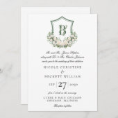 白い花の結婚紋章 招待状 (正面/裏面)