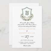 白い花の結婚紋章 招待状 (正面/裏面)