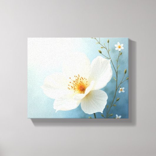 白い花の絵画アート キャンバスプリント (正面)