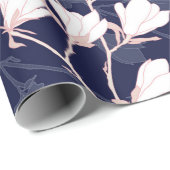 白い花の継ぎ目のないモクレン ラッピングペーパー (ロールコーナー)