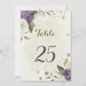 白い花の緑のテーブルナンバーカード 招待状 (裏面)