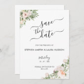 白い花の緑の多肉日付を除く 招待状 (正面/裏面)