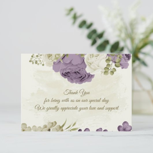 白い花の緑の結婚式 サンキューカード (スタンド正面)