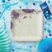 白い花の緑の結婚式 ペーパープレート (パーティー)