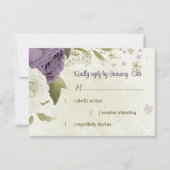 白い花の緑の結婚式 出欠カード (正面)