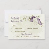 白い花の緑の結婚式 出欠カード (正面)