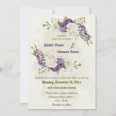 白い花の緑の結婚式 招待状 (正面)