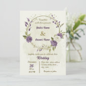 白い花の緑の結婚式 招待状 (スタンド正面)