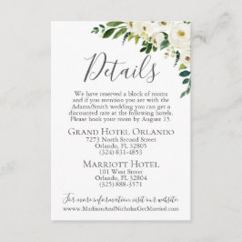 白い花の緑の結婚詳細カードの付属品 エンクロージャーカード