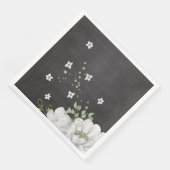 白い花の緑の葉黒い紙ディナーナッキ (コーナー)