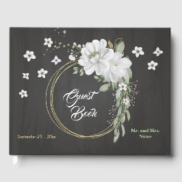 白い花の緑の金ゴールド黒 ゲストブック