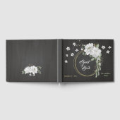 白い花の緑の金ゴールド黒 ゲストブック (全面)