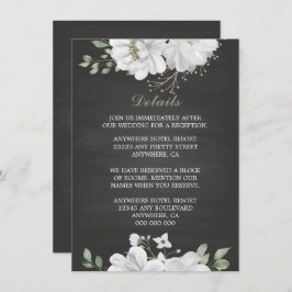 白い花の緑の黒い詳細 エンクロージャーカード