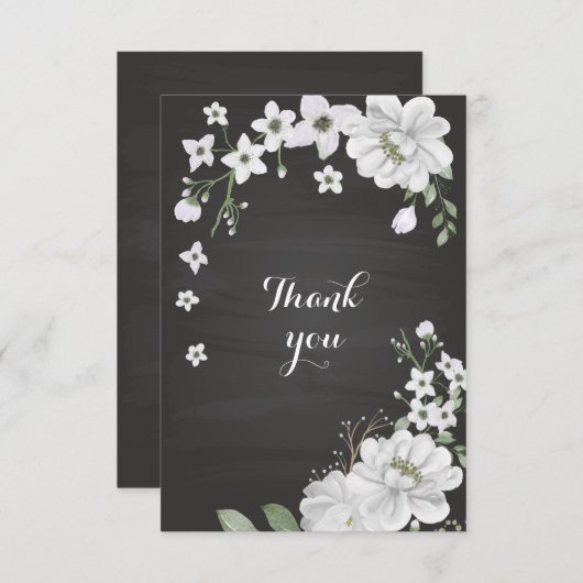白い花の緑の黒 サンキューカード (正面/裏面)
