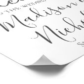 白い花の緑結婚の歓迎の看板ポスター ポスター (角)