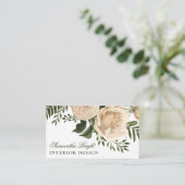 白い花の緑葉の名刺 名刺 (スタンド正面)