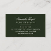 白い花の緑葉の名刺 名刺 (裏面)