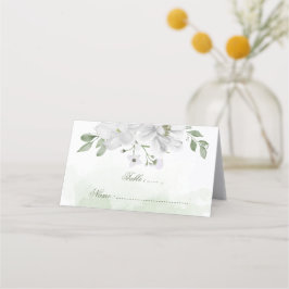 白い花の緑葉の植物 プレイスカード