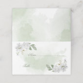 白い花の緑葉の植物 プレイスカード (外部開封)