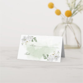 白い花の緑葉の植物 プレイスカード