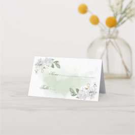 白い花の緑葉の植物 プレイスカード