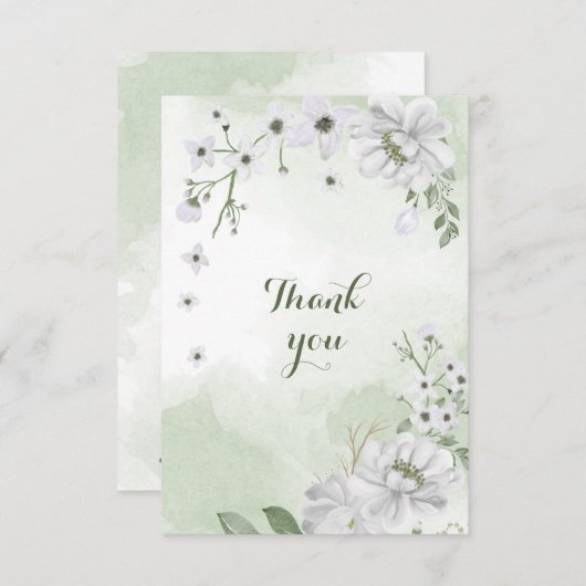 白い花の緑 サンキューカード (正面/裏面)