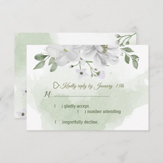 白い花の緑 出欠カード (正面/裏面)