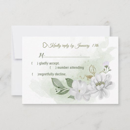 白い花の緑 出欠カード (正面)