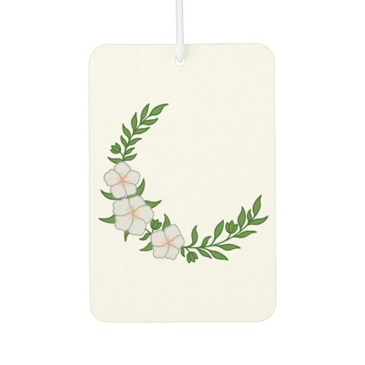 白い花の美しい冠の三日月 カーエアーフレッシュナー (正面)