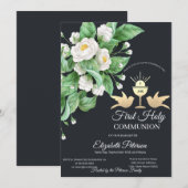 白い花の聖杯　最初の聖体拝領 招待状 (正面/裏面)