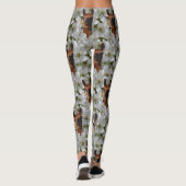 白い花の茶色のアルパカ レギンス (裏面)